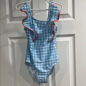 Blue Gingham Ruffle Swimsuit